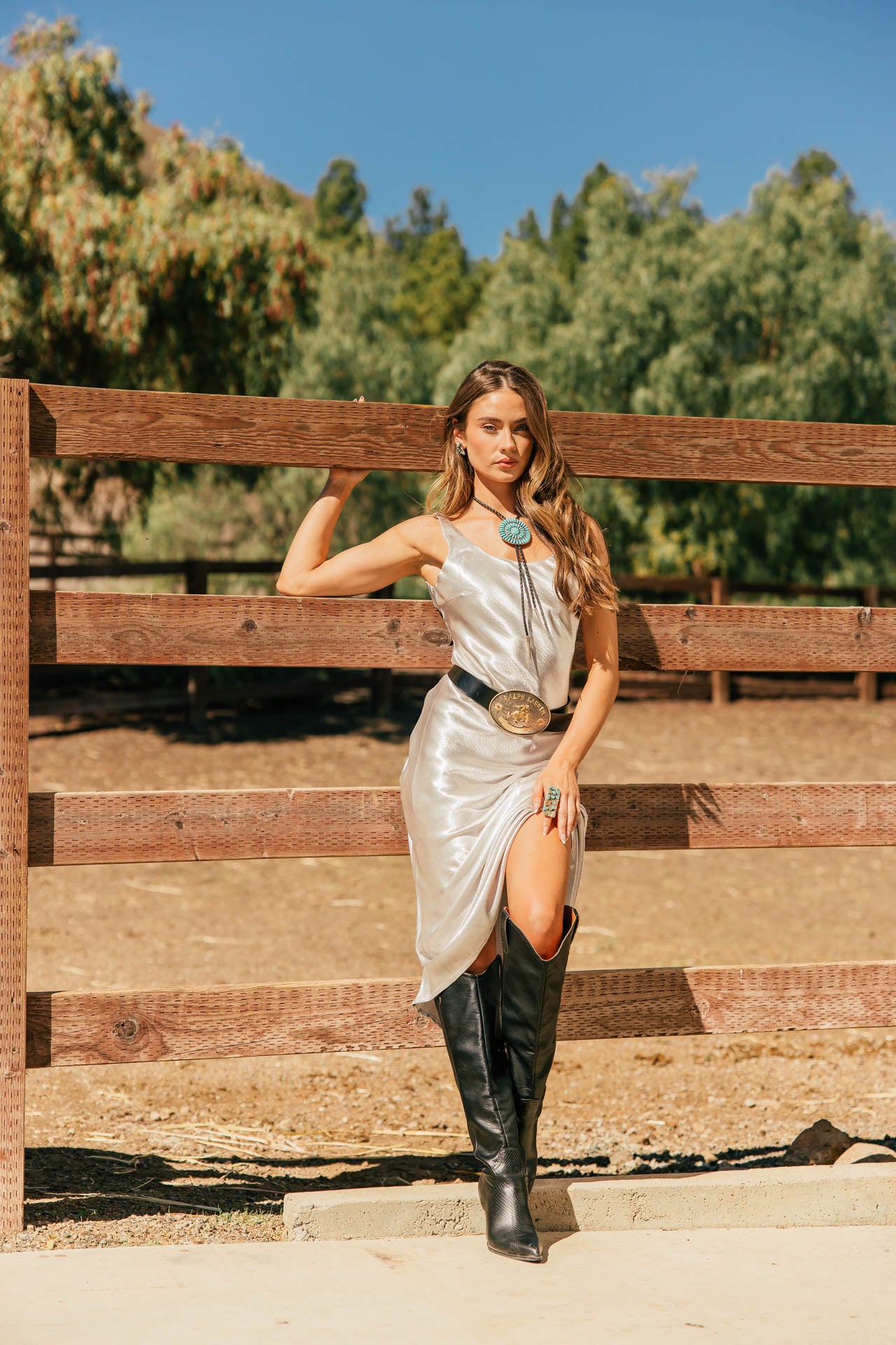 NEW!! "Gilded Girl" Silver Satin Maxi Dress