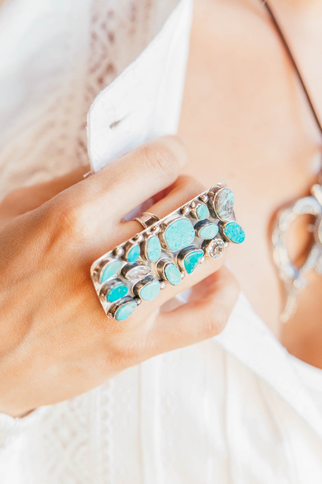 NEW!! "Sierra" Adjustable Kingman Turquoise Rectangle Ring