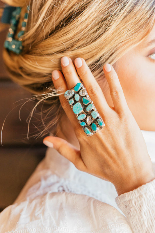 NEW!! "Sierra" Adjustable Kingman Turquoise Rectangle Ring