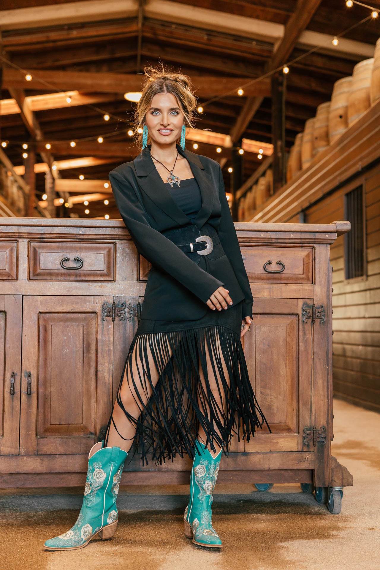 NEW!! " Lexi" Faux Suede Fringe Skirt in Black