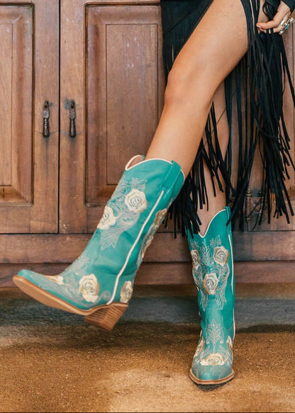 NEW!! Cali Turquoise Embroidered Cowboy Boot
