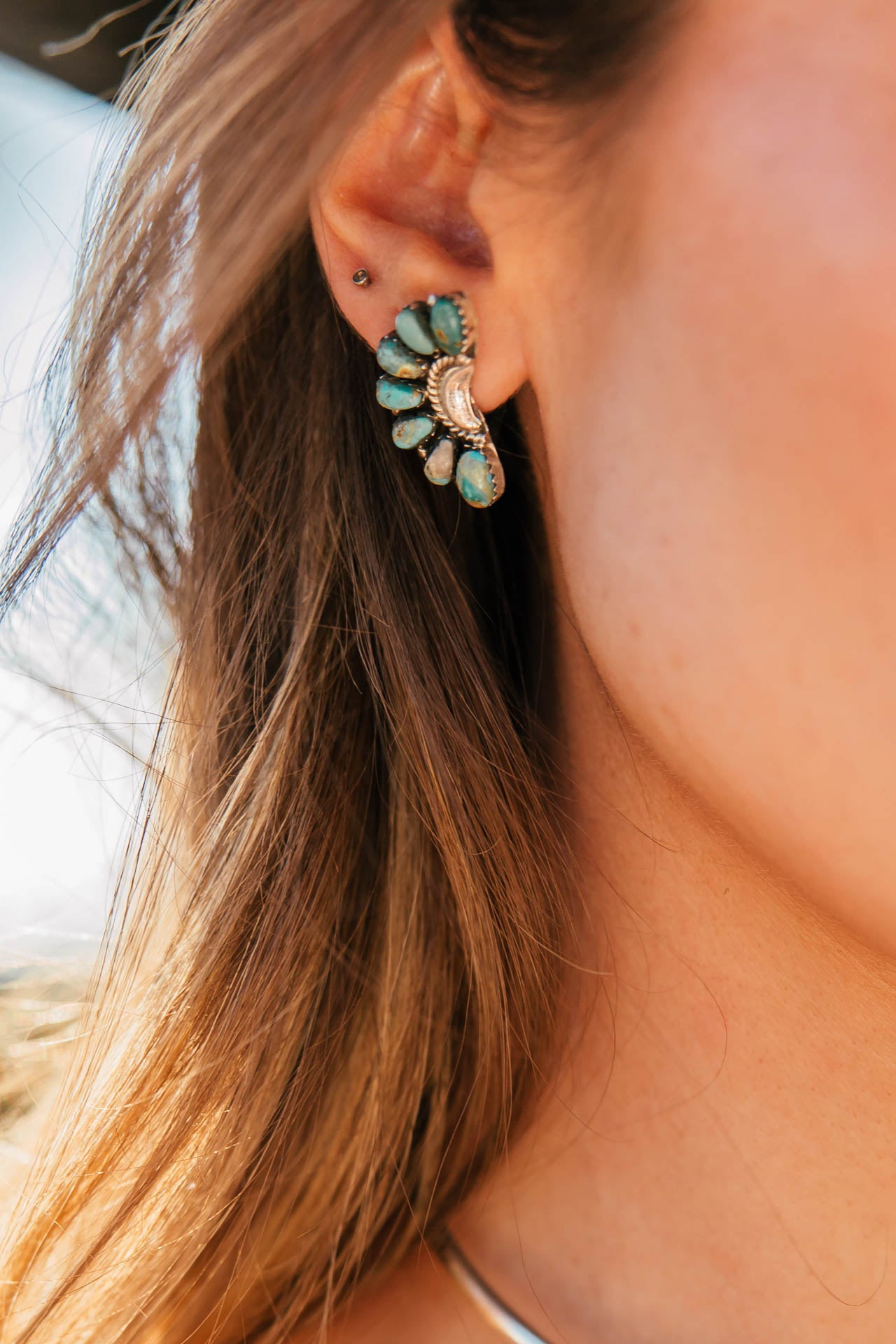 NEW!! "Half Moon" Kingman Turquoise Earrings