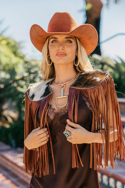 AS SEEN ON LILYAN COLE at the ACM AWARDS!! Cowhide Fringe Shawl in Tri-Color