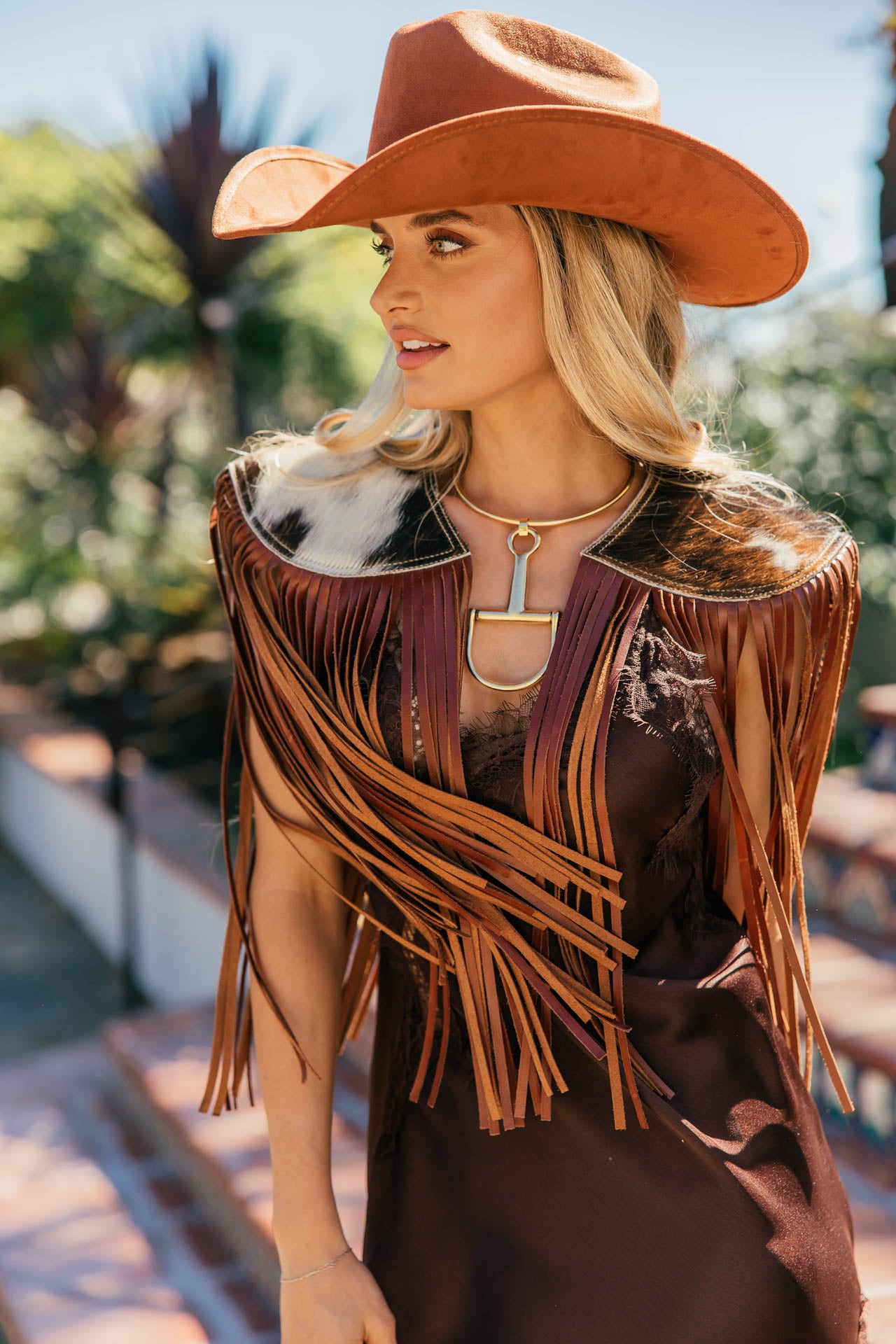 AS SEEN ON LILYAN COLE at the ACM AWARDS!! Cowhide Fringe Shawl in Tri-Color