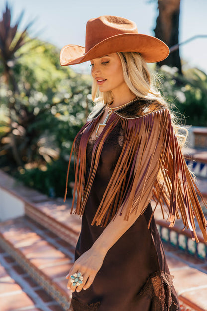 AS SEEN ON LILYAN COLE at the ACM AWARDS!! Cowhide Fringe Shawl in Tri-Color