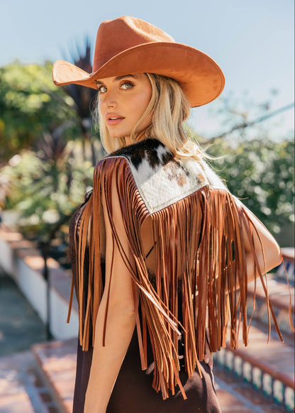 AS SEEN ON LILYAN COLE at the ACM AWARDS!! Cowhide Fringe Shawl in Tri-Color