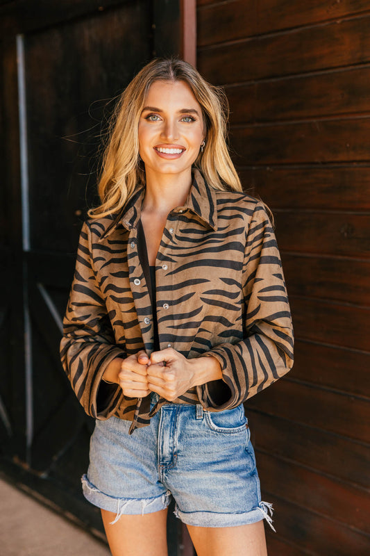 NEW!! Zebra Print Faux Suede Top in Olive