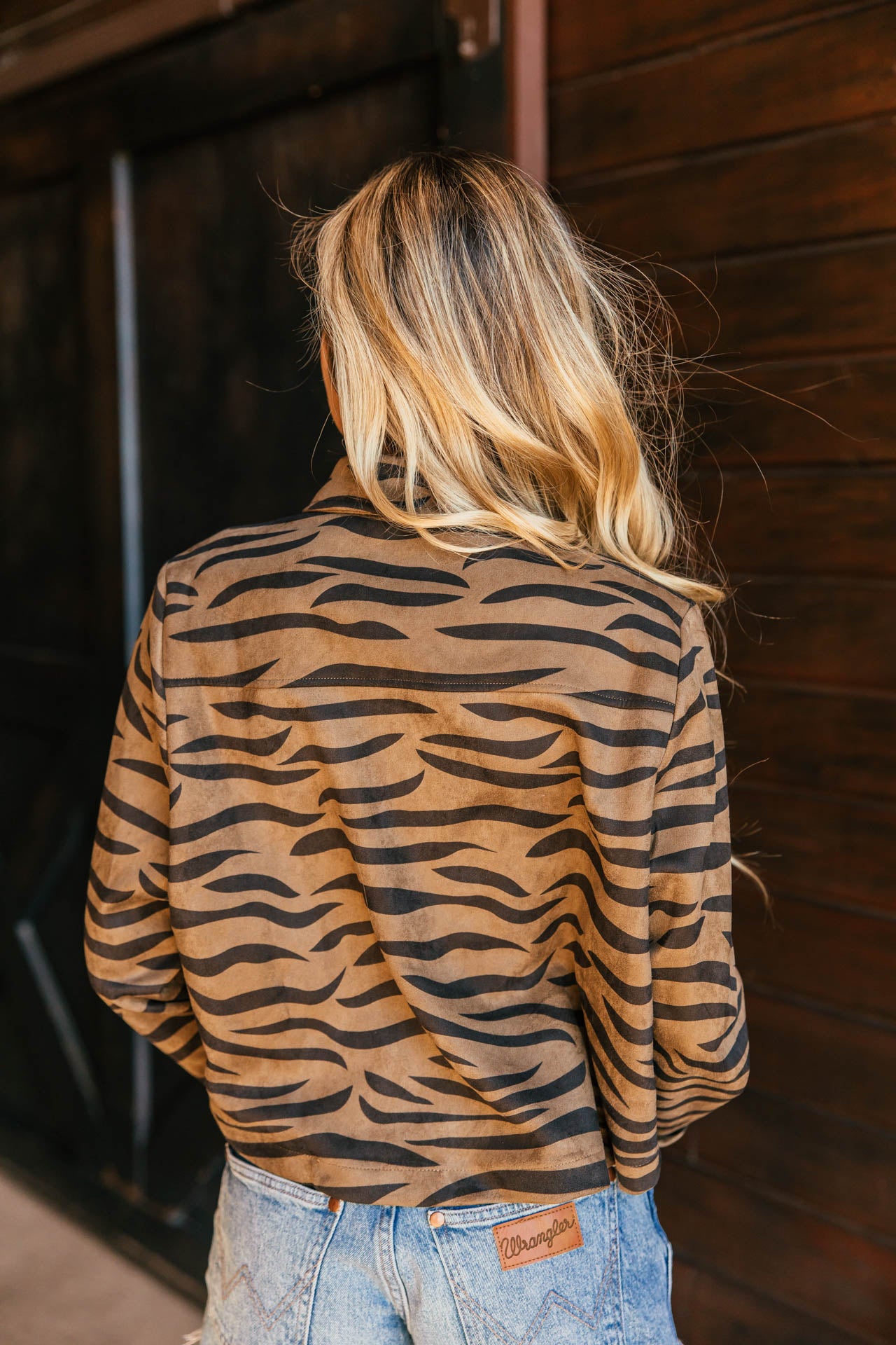 NEW!! Zebra Print Faux Suede Top in Olive