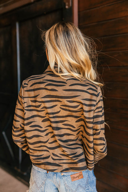 NEW!! Zebra Print Faux Suede Top in Olive