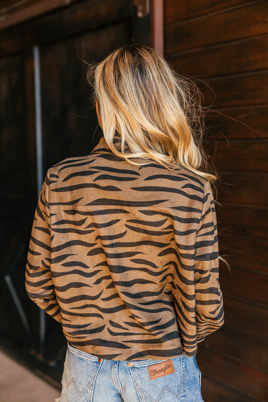 NEW!! Zebra Print Faux Suede Top in Olive