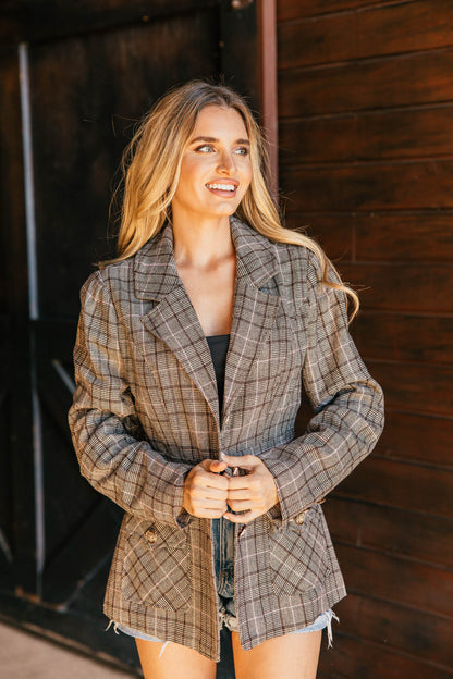 NEW!! "Heritage" Plaid Blazer w/ Gold Buttons