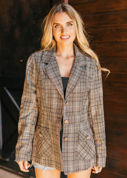NEW!! "Heritage" Plaid Blazer w/ Gold Buttons