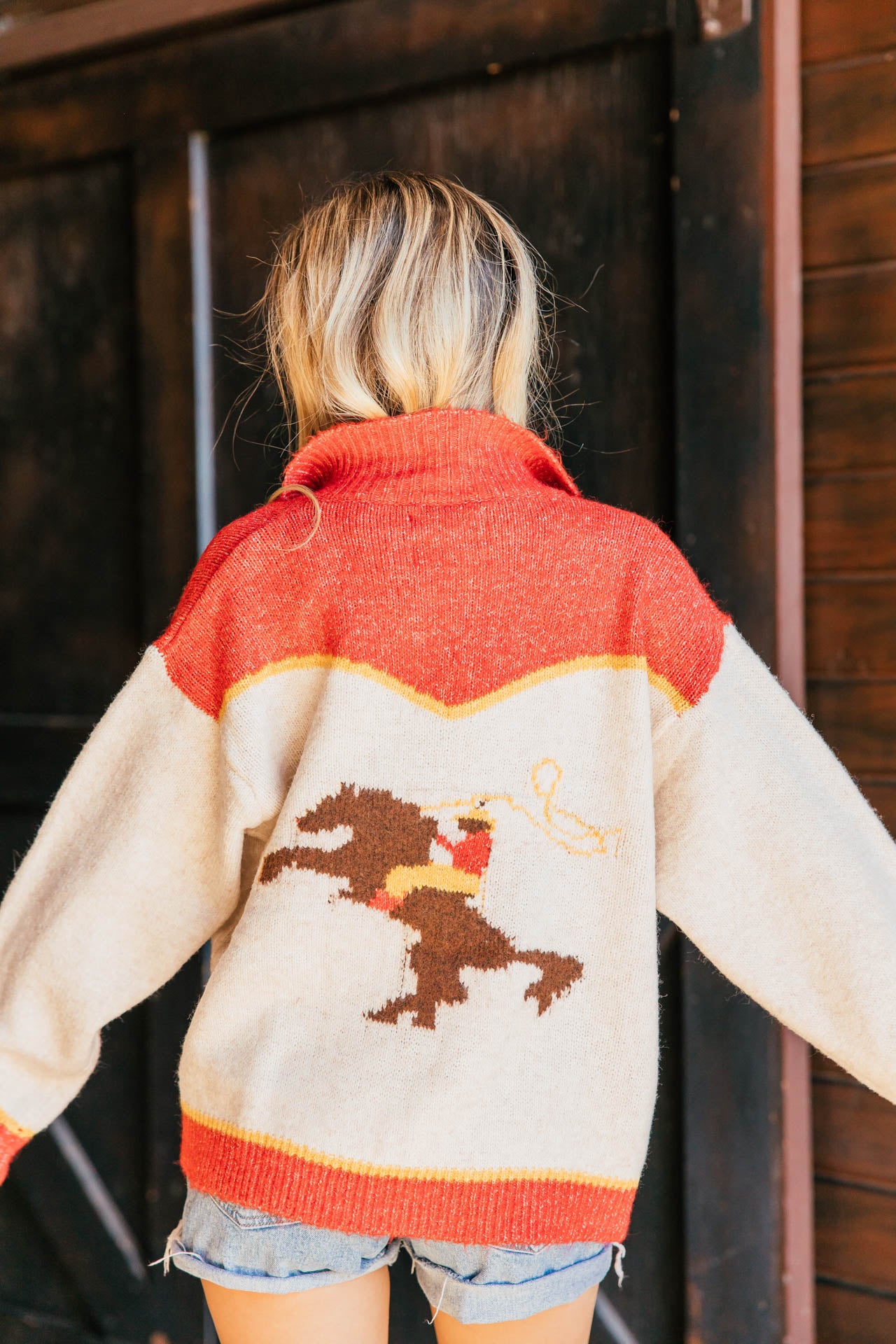 PRE ORDER!! Rodeo Cowboy Knit Sweater in Red