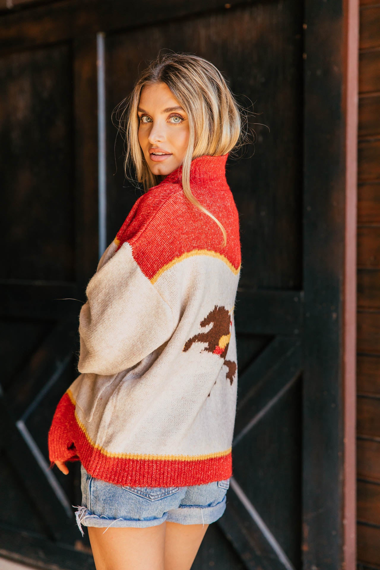 PRE ORDER!! Rodeo Cowboy Knit Sweater in Red