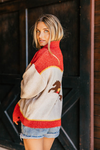 PRE ORDER!! Rodeo Cowboy Knit Sweater in Red