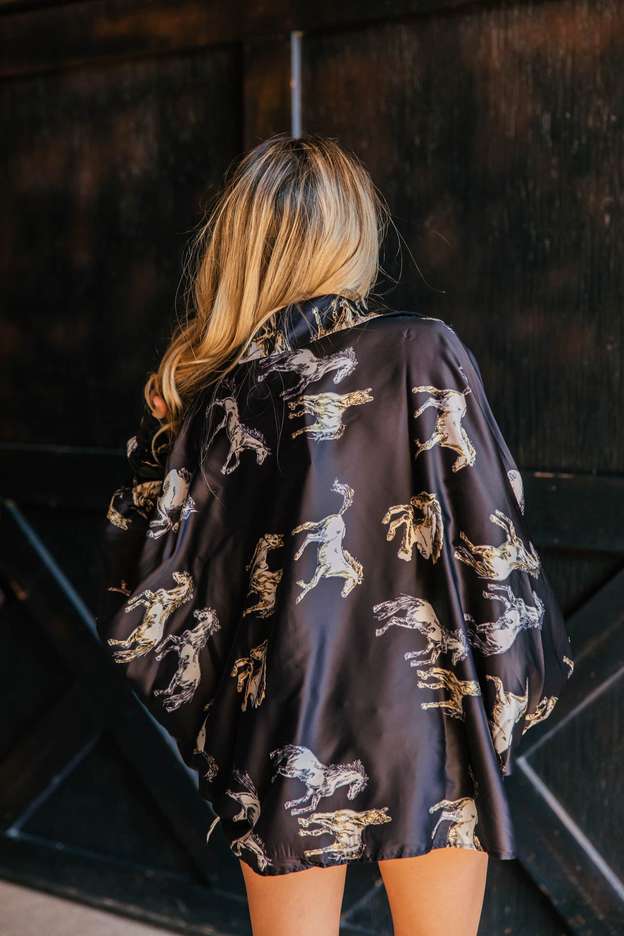 NEW!! Horseprint Satin Top in Black