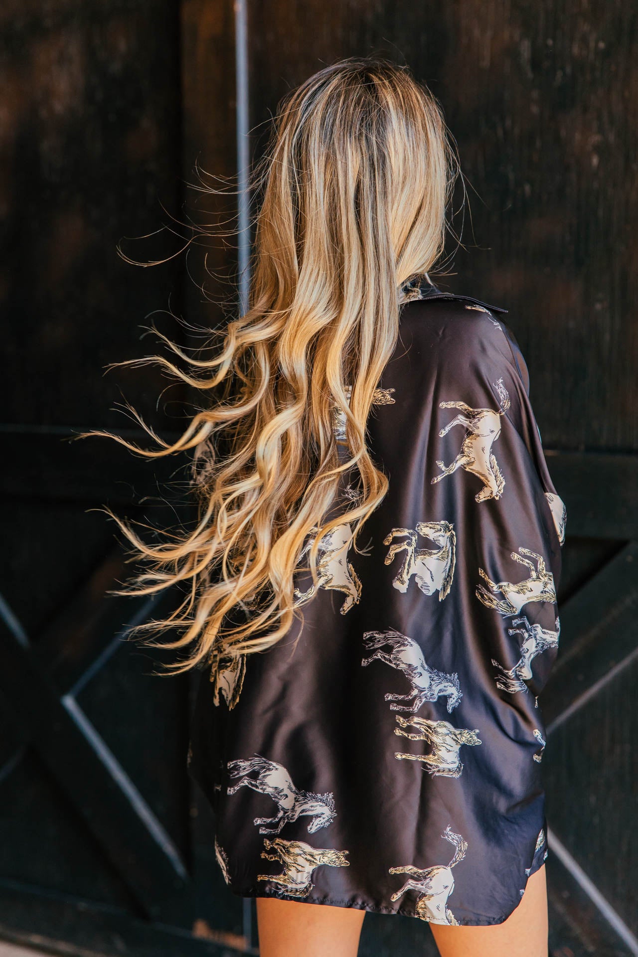 NEW!! Horseprint Satin Top in Black