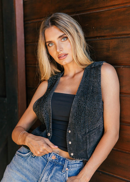 NEW!! Dickson Rhinestone Vest in Black
