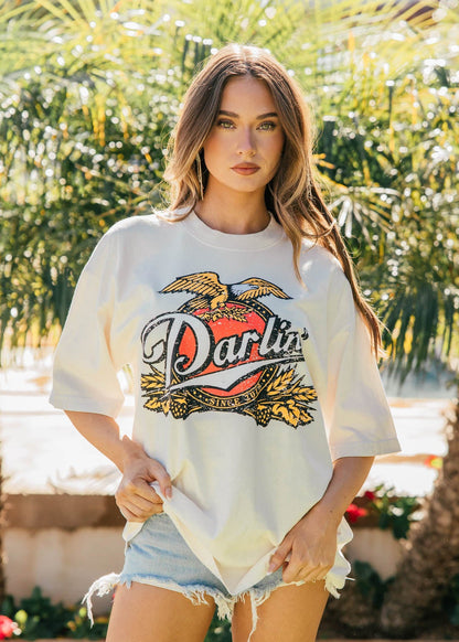 NEW!! Darlin Short Sleeve Graphic Tee in Creme
