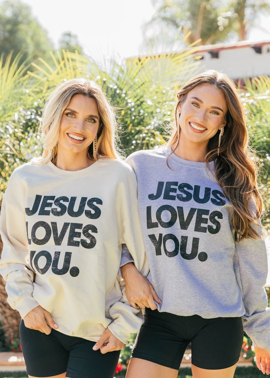 NEW!! “Jesus Loves You" Sweatshirt in Grey