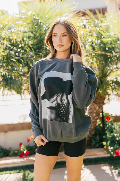 NEW!! The "Paris Cowgirl" Sweatshirt in Charcoal
