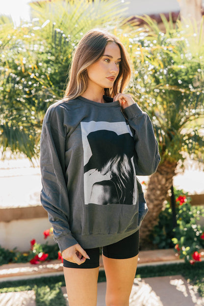 NEW!! The "Paris Cowgirl" Sweatshirt in Charcoal