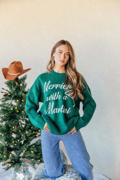 BEST SELLER!! “Merrier with a Martini" Sweater