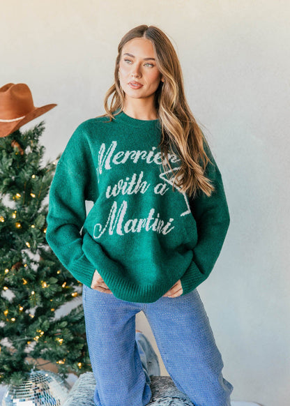 BEST SELLER!! “Merrier with a Martini" Sweater