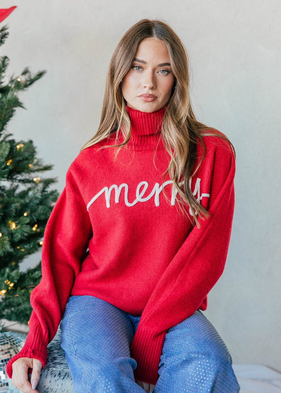 FINAL SALE!! "Merry" Turtleneck Sweater in Red
