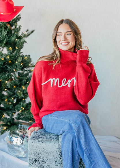 FINAL SALE!! "Merry" Turtleneck Sweater in Red