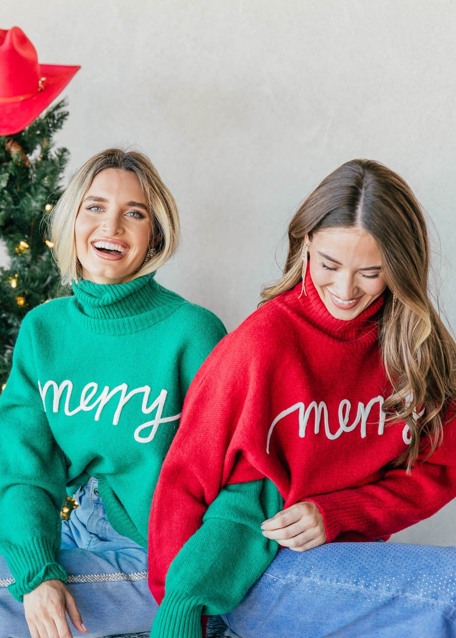 FINAL SALE!! "Merry" Turtleneck Sweater in Red