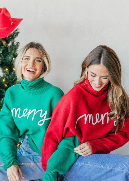 FINAL SALE!! "Merry" Turtleneck Sweater in Red