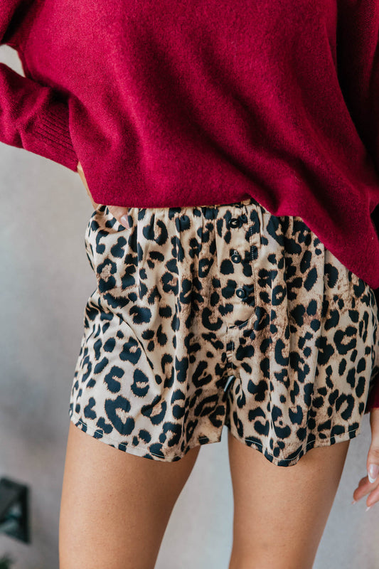 NEW!! Leopard Print Satin Shorts