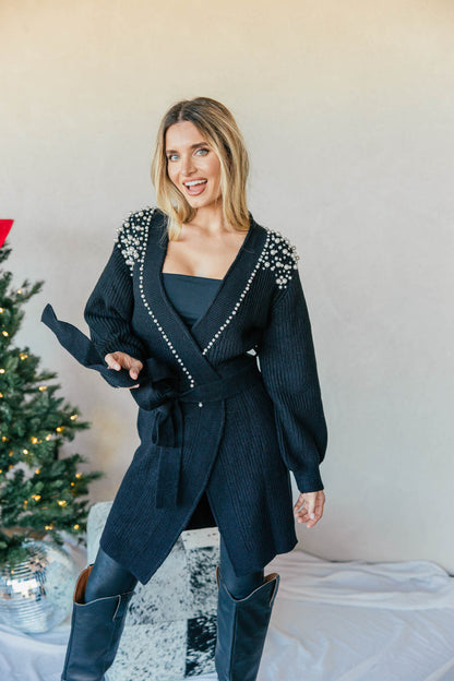 NEW!! "Royale" Pearl Knit Wrap Sweater