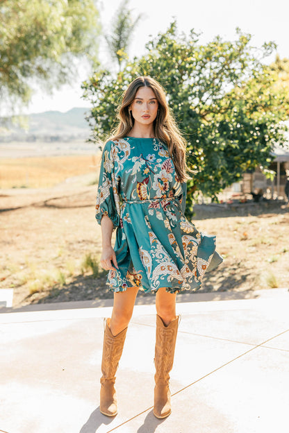 NEW!! Abstract Tie Waist Mini Dress