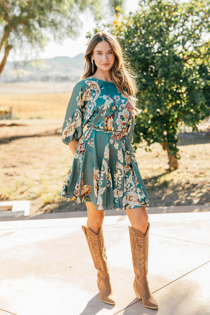 NEW!! Abstract Tie Waist Mini Dress