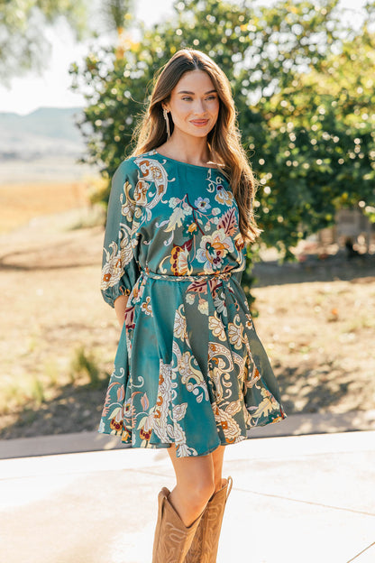 NEW!! Abstract Tie Waist Mini Dress