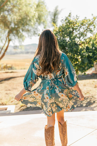 NEW!! Abstract Tie Waist Mini Dress