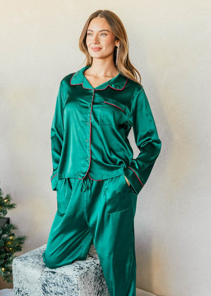 FINAL SALE!! Merry & Bright Pajama Set in Green