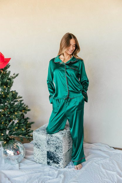 FINAL SALE!! Merry & Bright Pajama Set in Green