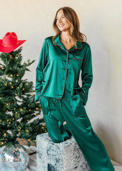 FINAL SALE!! Merry & Bright Pajama Set in Green