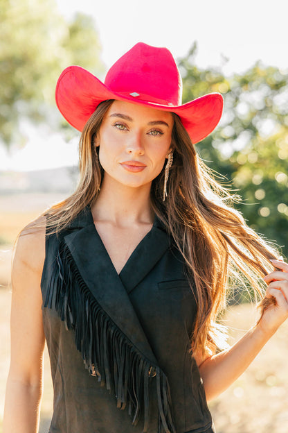 NEW!! The "Dolly" Faux Suede Cowboy Hat in Red