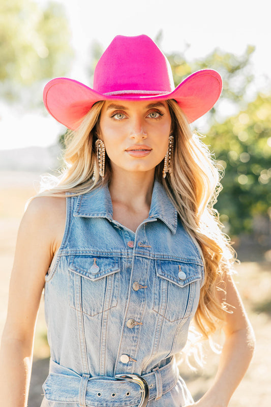 AS SEEN ON KRISTA HORTON!! The Kenny Faux Suede Cowboy Hat in Hot Pink