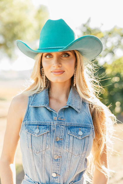 NEW!! The Kenny Faux Suede Cowboy Hat in Turquoise