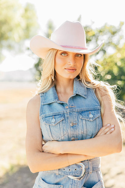 NEW!! The Kenny Faux Suede Cowboy Hat in Light Pink