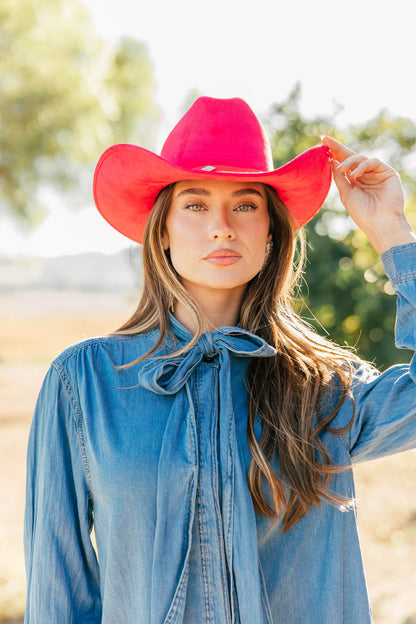 NEW!! The "Dolly" Faux Suede Cowboy Hat in Red