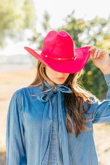 NEW!! The "Dolly" Faux Suede Cowboy Hat in Red