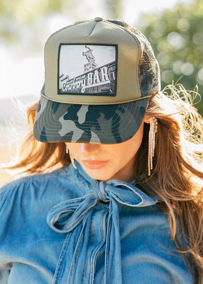 NEW!! "Cowboy Bar" Trucker Hat in Camo