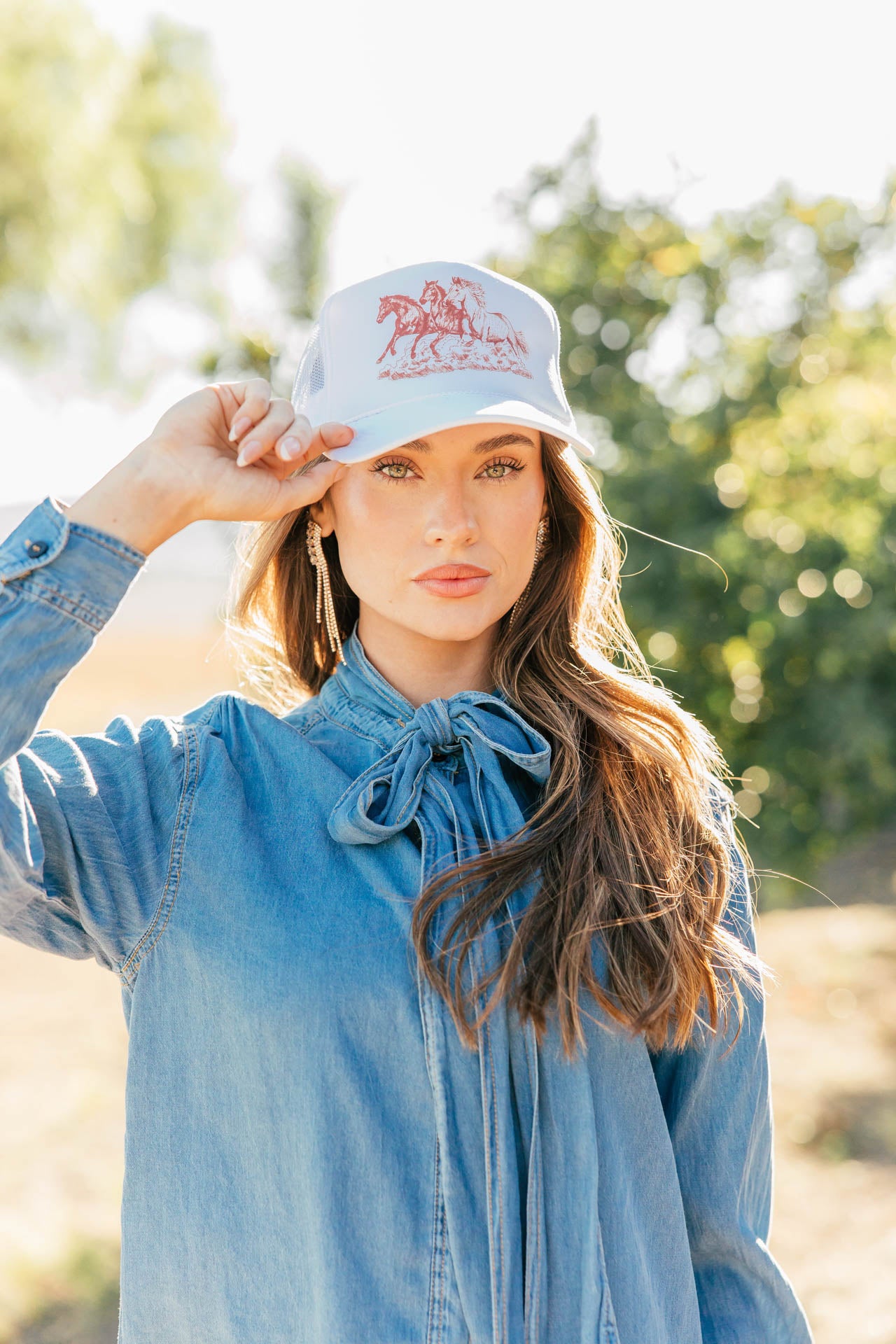 NEW!! Wild Horses Trucker in White
