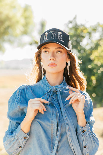 NEW!! Embroidered Cowboy Boot Hat in 3 Colors